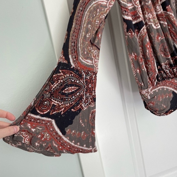 Free People Fiona Boho Long Sleeve Top Size M - Picture 5 of 8